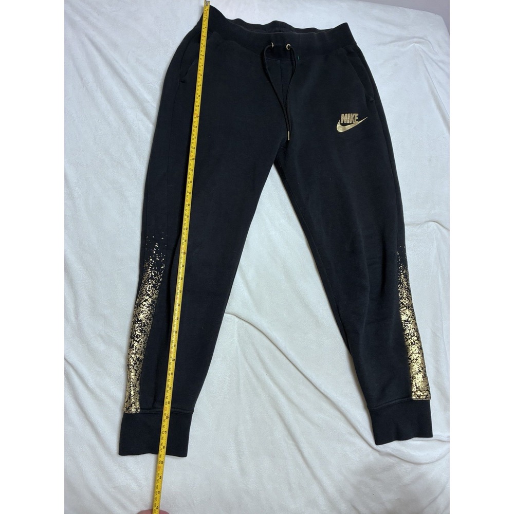 Nike Black Rose Gold Metallic Splatter Joggers Womens Medium Activewear Pants - Picture 5 of 14